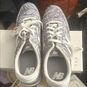 New Balance Gray and White Knit Sneakers